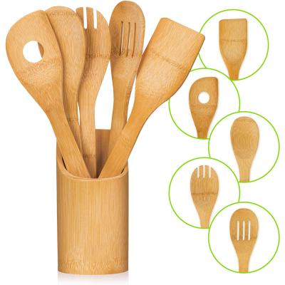 China Sustainable Natural Bamboo Cookware Set Kitchen Wood Cookware Set Bamboo Cooking Tools for sale