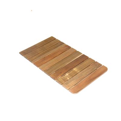 China Sustainable High Quality Anti-Slip Acacia Wooden Shower Mat Bathroom Floor Mat for sale