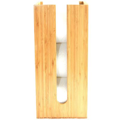 China Home Hotel Bathroom Wall Mount Paper Towel Dispenser Bamboo Tissue Box Towel Holder for sale