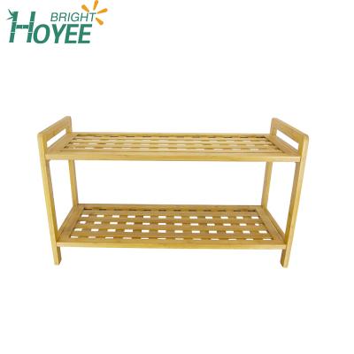 China Custom Adjustable Wholesale Cheap Modern 2 Tiers Home Bamboo Shoe Rack (Other) for sale