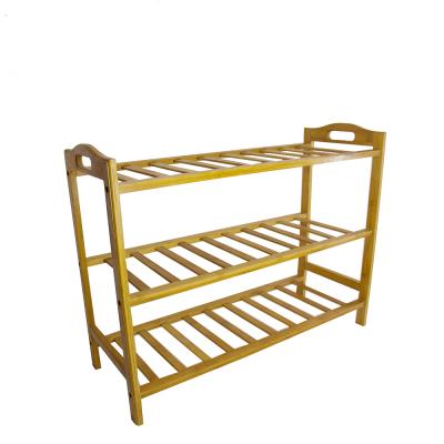 China Good Quality Natural Bamboo Shoe Rack 3 Tiers Shoe Rack For Home Decoration for sale