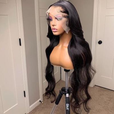 China Body Wave HD Lace Wig Natural Human Hair Lace Front Wig, Transparent 13x6 Lace Frontal Wig 40 Inches Pre Plucked Baby Hair for sale