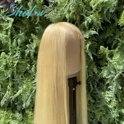 China Silky Straight Wave Short Black Blonde Wigs, Short Lace Front Human Hair Wig, 100% Style 613 Ash Blonde Ombre Hair Wig for sale