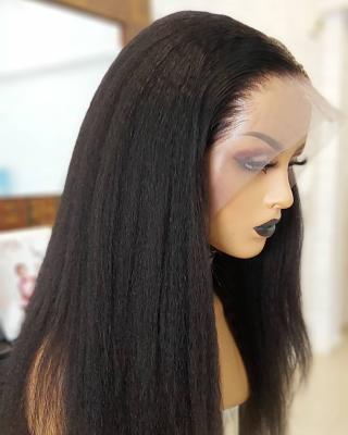 China 180 Density HD Virgin Brazilian Hair Silky Straight Yaki Curly Straight Full Lace Wig, Raw Indian Silky Straight Full Lace Hair Wig for sale