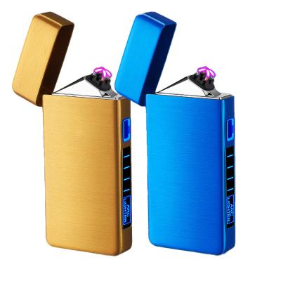 China Hot Selling Smoking Accessories Metal Smoking Lighter Double Arc USB Cigarette Lighter Sensor Flameless Windproof Electric Touch for sale