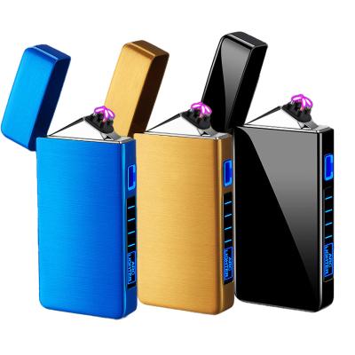 China Home BBQ Kitchen Smoking Touch Smelling Flameless Double Plasma Metal Lighter USB Rechargeable Lighters Arc Electric Outdoor Windproof for sale