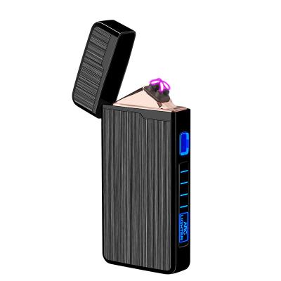 China 2023 Men's Gift LED Screen Touch Sensor USB Windproof Portable Cigarette Lighter USB Rechargeable Electronic Arc Metal Lighter Double Rechargeable Cigarette Accessories for sale