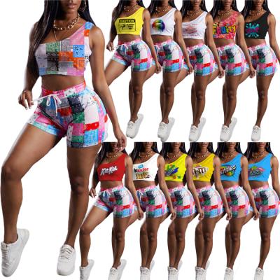 China Viable Wholesale Ladies Tops Printed Sleeveless Cropped Vest Summer Streetwear Women T-Shirt for sale