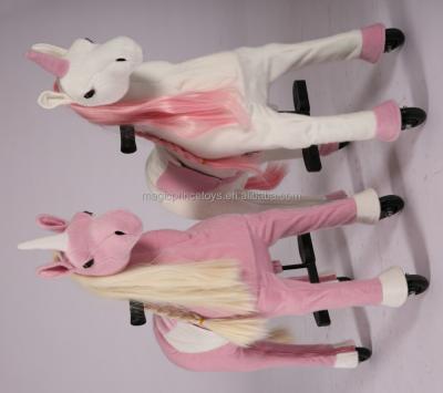 China New Plush Unicorn In EU Walking Toys With Wheels Riding Animal For Girls for sale