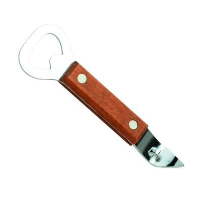 China Wholesale Custom Viable Mini 5.5 Inch Handle Stainless Steel Multifunctional Portable General Wooden Beer Bottle Can Opener for sale