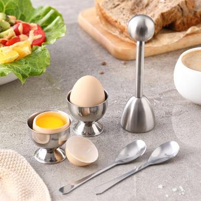 China Sustainable Wholesale Kitchen Cooking Stainless Steel Breakfast Egg Shell Opener Knapper Egg Cutter for sale