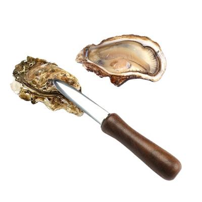 China Disposable Wholesale Custom Black Walnut Handle Stainless Steel Safety Oyster Knife Professional Wooden Seafood Sharp Tool for sale