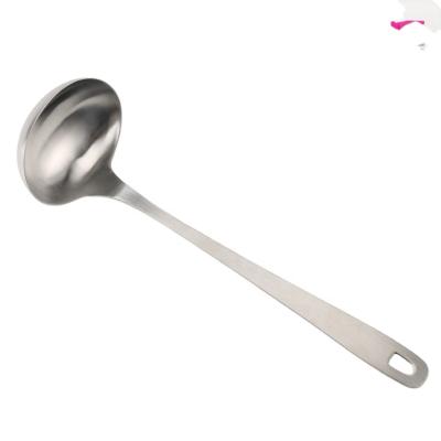 China Durable Custom Kitchen Handle Multifunctional Heat Resistant Satin Long Polished Stainless Steel Metal Oil Soup Pocket Spoon for sale