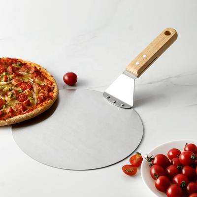 China Sustainable Professional Pizza Tools Peel Stainless Steel Pizza Peel Shovel With Rubber Wood Handle for sale