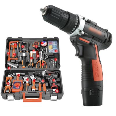 China Household lithium electric drill set ferramentas professional cordless combined machine tool set kit with charger for sale