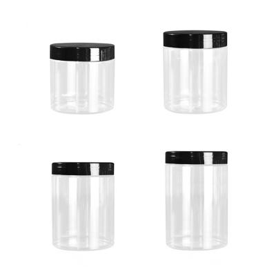 China 68mm Cosmetic Straight Sided 400ml 300ml 250 200ml Clear PET Plastic Jar With Cap 200 250 Gr 300 g 400 Grams for sale