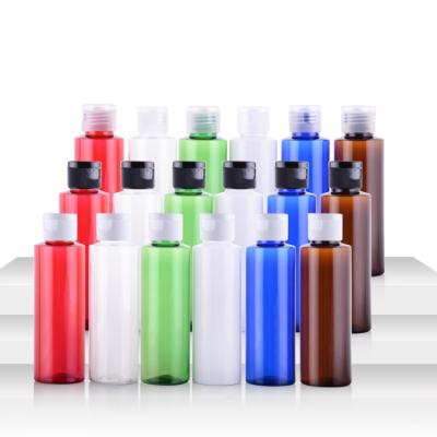 China Personal Care Guangzhou Flat Shoulder 100ml PET Plastic Bottles With Flip Top Lid For Cosmetics Packaging for sale