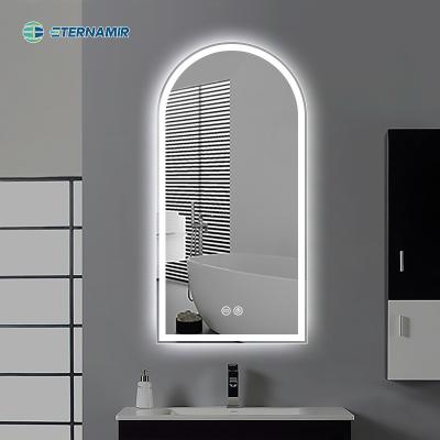 Cina Forma di arco Moderno Luxury Hotel Bagno Decorativo Muro Rotondo Specchio Intelligente Con Illuminazione LED in vendita