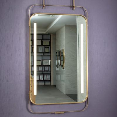 China Christmas Luxury Square Frame Decorative Wall Mounted Mirror with Lighting for sale