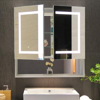 China Modern Design Style Smart LED Lights Bathroom Cabinet with Anti-fog Mirror and Basin for sale