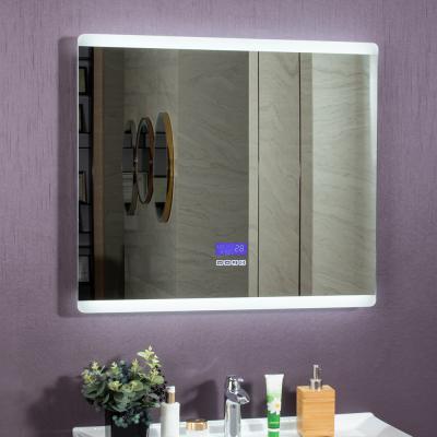 China Custom Illuminated Wall Bath Bathroom Smart LED Digital Mirror and Modern Design Style for sale