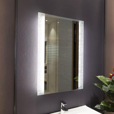 China Beauty Salon Ice Flower Design Illuminated Wall LED Bathroom Mirror with 24VDC Lighting for sale