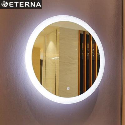 China Modern Hotel Bathroom Round Illuminated Mirror with Custom Shape and IP44 Rating Design for sale