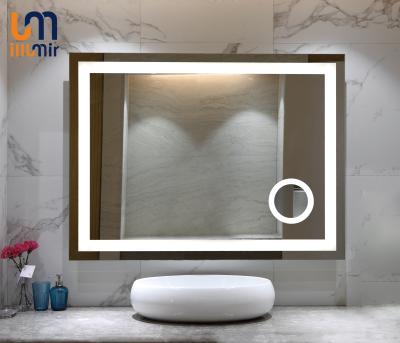 China Foshan ETERNA LED Clock Bathroom Mirror with Magnifying Function and 5 Years Guarantee for sale