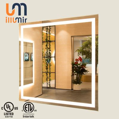 Chine Salle de bains décoratif miroir mural à LED verre rectangle 5 mm miroir sans cuivre pour hôtel à vendre