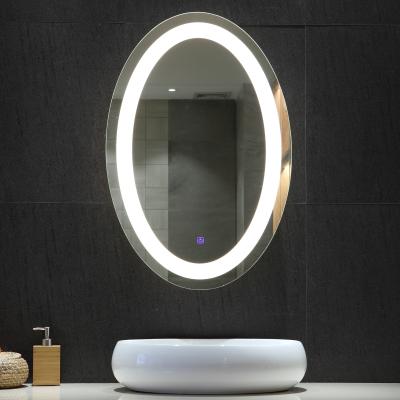 China Hotel Bathroom Oval Shape LED Light Mirror with Touch Screen and Anti-fog Function for sale