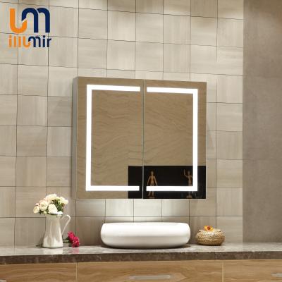 China Modern Style Wall Mount LED Illuminated Bathroom Mirrored Medicine Cabinet for Your for sale