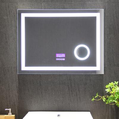 China Silver LED Lighted Strip Luxury Hotel Bathroom Mirror with Customized Training Glass for sale