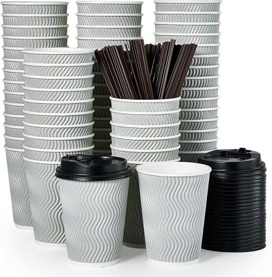 China No ripple wall coffee cups coffee takeaway cups printed disposable coffee cups for sale