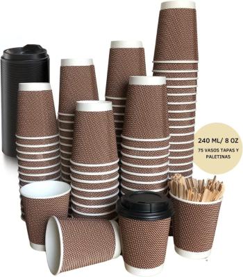 China Ripple Wall biodegradable bamboo branded fiber paper takeaway cups for sale