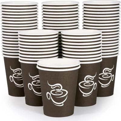 China 8oz 12oz 20oz White Paper Coffee Mugs Recyclable Disposable Coffee Cups Drink Paper Hot Cups With Black Dome Lid for sale