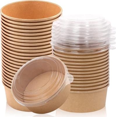 China Biodegradable Hot Soup Cup Bowl Food Cup Kraft Paper Soup Cup with Paper Lids for sale