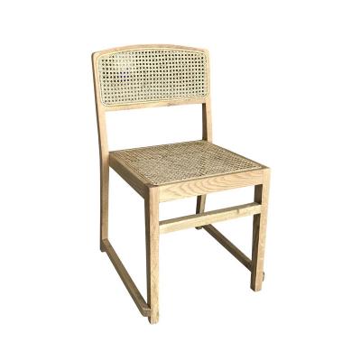 China Hot Selling Natural Wood Wooden Dining Chair With Rattan Back For Event Party for sale