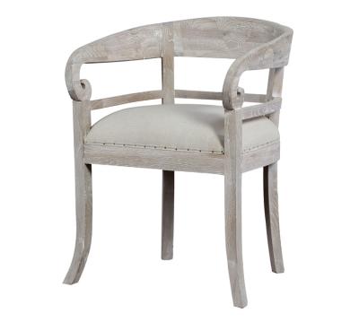 China Vintage New Style Upholstered Canvas Upholstered Seat Solid Wood Dining Chair for sale