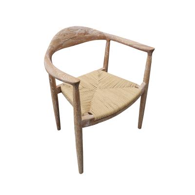 China Good Quality Wooden Classic Natural Wooden Dining Armchairs With Woven Seat for sale