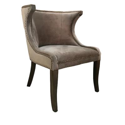 China Strong Gray Velvet Studded Casual Dining Chairs for sale