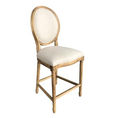 China Retro Durable Stable Round Back French Wooden Louis Bar Stool Chair for sale