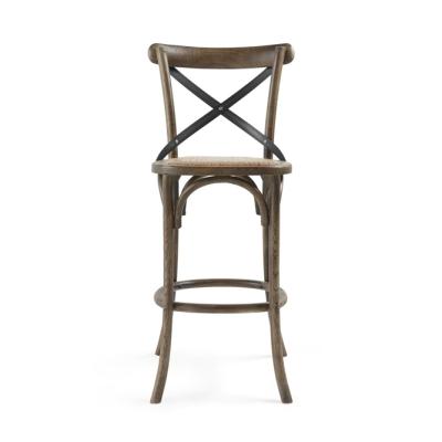 China Rustic Cross Bar Chair in Nature Back French Bistro Classic Cross Bar Stools for sale