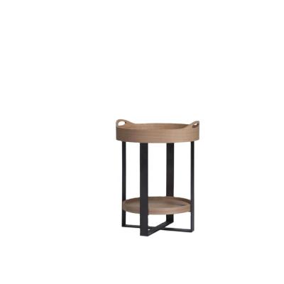 China (Other) Adjustable Single Side Table with Black Metal Legs and Real Wood Top in Living Room Table for sale