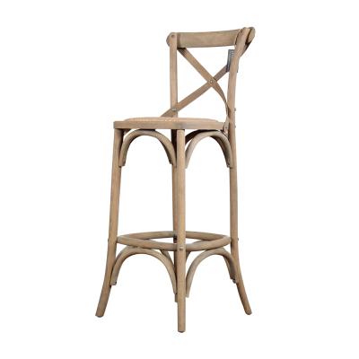 China Traditional Classic Cross Back Oak Cane Bar Chair For Party Event Wedding Rental for sale