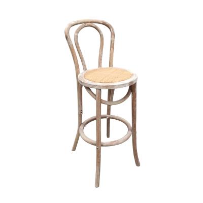 China Traditional Classic Wooden Bent Back Cane Bar Chair For For Party Event Wedding Rental for sale