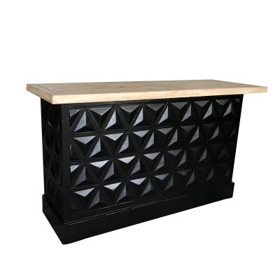 China Modern Event Furniture Bar Rental Black Wood Counter Crushed Diamond Outdoor Bar for sale