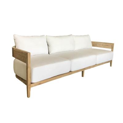 China Wooden White Linen Fabric Upholstered Sofa With Oak Wood Base for sale