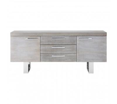 China Color Customed Home Furniture Gray Elm Wood Sideboard With Reflective Silver Tones Storage Cabinet for sale