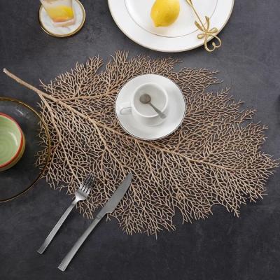 China Wholesale table place mat leaf table viable fancy decoration shape pvc for sale