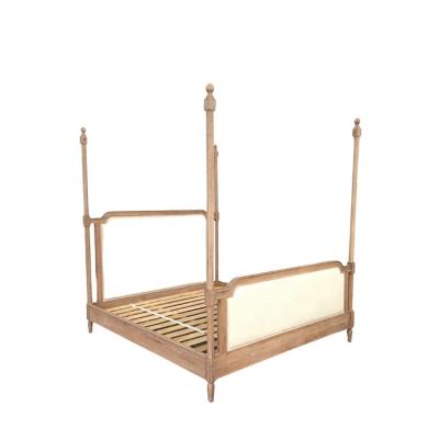 China (Other) Adjustable French Oak Mail Canopy Upholstered Canvas Bed for sale